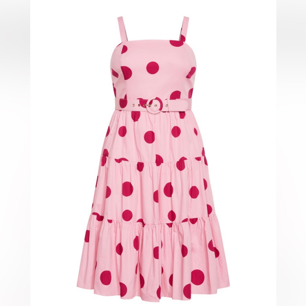NWT City Chic Pearl Dress - Pink Spot M 16